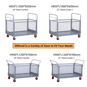 Troli pagar datar logam pagar pembatas Supermarket kereta gandeng keranjang lipat kereta truk Platform <span class=keywords><strong>Dolly</strong></span> tangan dengan kandang - Product Image 5