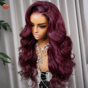 Perruque Lace Front HD 99J Bourgogne Body Wave en Cheveux Humains Pré-Pluckée Bouclée Profonde Remy pour Femmes Noires – Nouveauté ! - Product Image 1