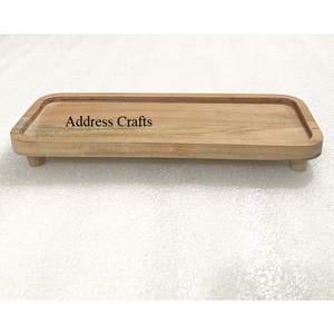 Plateau de service en bois d'acacia décoratif professionnel, plateau en bois vintage, plateau de service ovale, fournitures pour la maison et l'hôtel, collations, desserts - Product Image 5