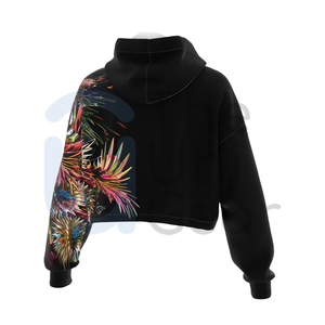 Venta al por mayor de tops cortos para mujeres y niñas de patrón sólido tops de yoga para el invierno de estilo casual tops cortos para mujeres personalizado sudaderas con capucha conjunto - Product Image 2
