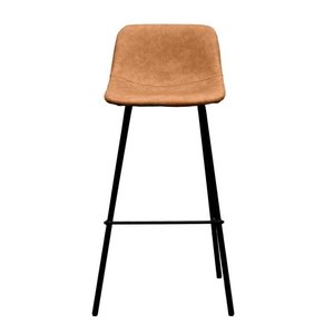 Contemporary Farmhouse <b>Adjustable</b> Metal <b>Bar</b> <b>Stool</b> with Leather Seat and Metal Frame - Product Image 2