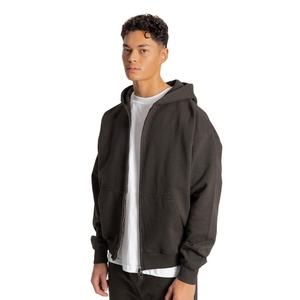 Sweat à capuche zippé 100% coton unisexe Boxy Zipper Blanks Pullover Heavyweight 500GSM Fleece for Men Winter Cropped Hoodies Customized - Product Image 3