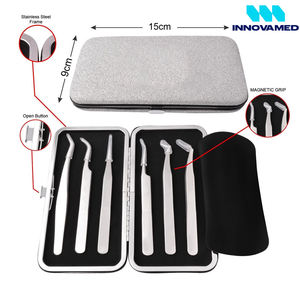 Fabriqué au Pakistan, 6 pièces, pinces à épiler en acier inoxydable de qualité supérieure, fabrication artisanale, service OEM, pinces à épiler pointues pour les extensions de cils - Product Image 2