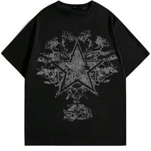 Serigrafía de alta calidad suelta gruesa de gran tamaño 280Gsm Neutral 100% algodón cuello redondo impreso camiseta - Product Image 1