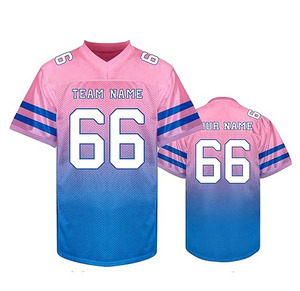 Maillots de football américain Maillot de sport dégradé rose et bleu personnalisé Nom et numéro de l'équipe - Product Image 2