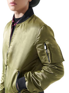 Chaqueta universitaria de satén lista para el invierno, chaqueta de béisbol Bomber personalizada OEM para moda de clima frío y atractivo callejero juvenil - Product Image 4
