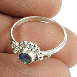 Bijoux personnalisés en argent 925 Sterling Silver Natural Labradorite Gemstone Round Shape Ring Bohemian Handmade Jewelry Supplier - Product Image 1
