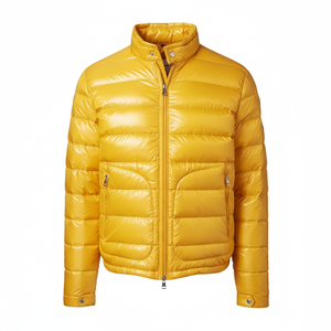 Veste matelassée à capuche légère de qualité supérieure pour homme, avec logo frontal, style et chaleur, disponible en OEM, livraison rapide pour l'hiver - Product Image 1