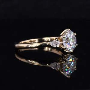 Brillant coupe trois pierres 925 argent Sterling Moissanite bague en diamant Style à la mode mode pour anniversaire saint valentin fête - Product Image 3
