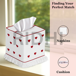 ปลอกกล่องกระดาษทิชชูปักลายหัวใจสีแดง Ridhi ลายพิมพ์บล็อกด้วยมือ คลาสสิก ทนทาน ที่ใส่กระดาษเช็ดปาก เป็นมิตรกับสิ่งแวดล้อม สำหรับใช้ในบ้านและโรงแรม - Product Image 6