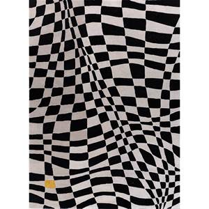 Tapis en laine tufté à la main Contour Ivory, design géométrique rectangulaire pour salon d'adolescents, couloir, largeur 4m, matière viscose Tra-14925 - Product Image 1