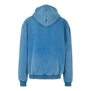 เสื้อมีฮู้ดสำหรับผู้ชายผ้าฝ้ายแบบลำลองสีพื้นมีซิปสำหรับฤดูหนาวผ้าซีดซีดจาง - Product Image 2