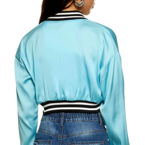 Vente en gros Veste universitaire personnalisée pour femmes Style Letterman Vestes universitaires d'hiver à manches en cuir avec logo brodé - Product Image 2