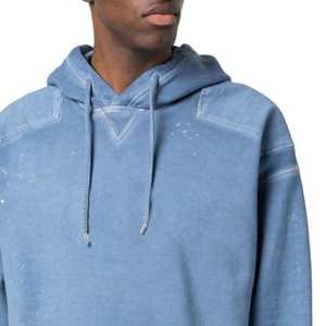 Sudadera con Capucha Corta Holgada, Lavada al Ácido, de Alta Calidad, Hecha a Medida al por Mayor, Ropa Urbana para Hombre, Sudadera con Capucha Lavada al Ácido - Product Image 5