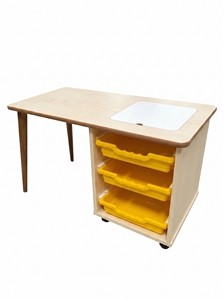 Scandinavian MDF <b>Desk</b> with Storage Drawer for School Use Modern Design Square Shape Light Color Finish 2-Seater - Product Image 2