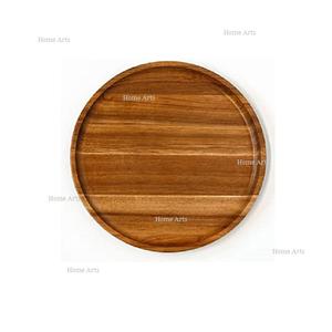Ensemble de 4 assiettes de présentation en bois massif, qualité supérieure, forme ronde, sous-assiettes de présentation à bas prix - Product Image 6