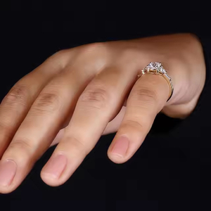 <b>Star</b> Dust Handmade Vintage Style Three Stone Engagement Ring <b>Cushion</b> Cut Moissanite Diamond Wedding Ring with Loose Diamonds - Product Image 5