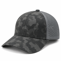 Casquette de baseball unisexe léopard camouflage sportive à 6 panneaux perforée au laser, séchage rapide, respirante, légère, pour course en extérieur et golf