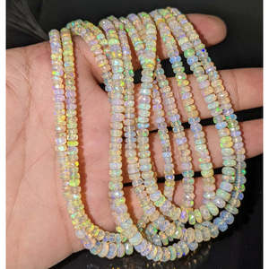 100% Natural Ethiopian Welo Fire Opal Faceted Rondelle <b>Bead</b> Loose Nature <b>Crystal</b> - Product Image 3