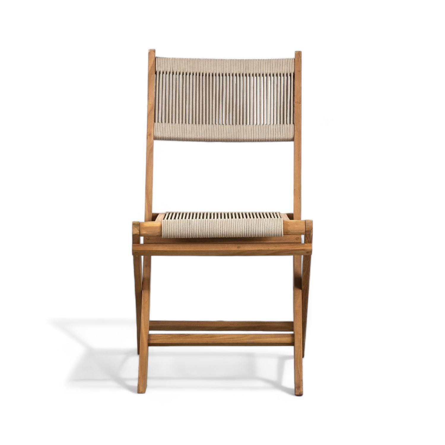 Teak Folding Chair with Rope