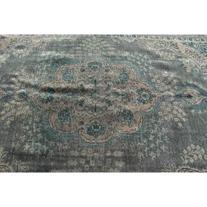 Alfombra de 6.6x9.5 pies, Alfombra Turca Vintage, Alfombra Azul Sólida - Product Image 4