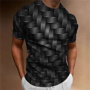 Secado rápido 100% patrón impreso 2025 camiseta simple para hombres patrón geométrico 3D impreso hombres Top diario Casual - Product Image 6