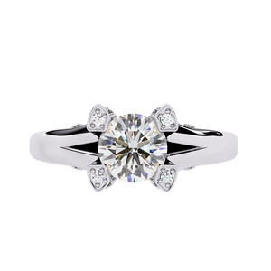 Anillo de banda de diamante de moissanita de 0,85 quilates de la mejor calidad, joyería de compromiso de oro blanco de 18 quilates, corte redondo Original para ella - Product Image 4