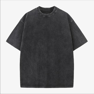 T-shirts surdimensionnés vintage unisexe en jersey baggy délavé à l'acide hauts d'entraînement mode de rue conception vierge hauts en coton - Product Image 1