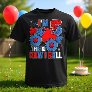 Maglietta a Tema Monster Truck e Spider-Man per il 5° Compleanno di Bambini di 5 Anni, Regalo Promozionale - Product Image 3