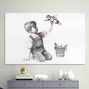 Transform Your Space with Banksy Boy Canvas Art: Flat Printed Masterpiece,WRAPPED CANVAS - Product Image 1