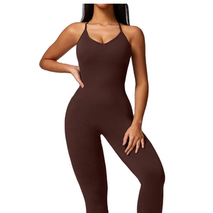 Removable <b>Pad</b> Cross Back Adjustable Straps Sports Bodysuit <b>Butt</b> Lift Fitness Jumpsuits Seamless One Piece Yoga Jumpsuit Women - Product Image 1