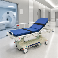 Chariot de transfert médical hydraulique d'urgence avec roulettes à verrouillage centralisé pour le transport de patients hospitaliers
