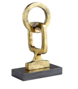 Escultura de aluminio con forma de anillo acabado plateado, escultura de Metal decorativa para interiores de oficina, artículos de mesa de boda personalizados - Product Image 2