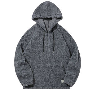 <b>Men's</b> Long Sleeve <b>Sherpa</b> <b>Hoodie</b> with Fuzzy Texture Fashion Pullover Outerwear for Fall and Winter Digital Printing - Product Image 1