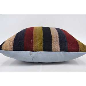 Multicolor Kilim Patchwork Wool Pillow 18x18 Decorative <b>Cushion</b> Vintage <b>Fluffy</b> Leaves Woven <b>Fluffy</b> Leaves Woven <b>Fluffy</b> Leaves - Product Image 5