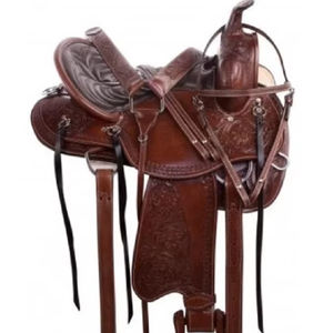 Juego de sillas de montar de cuero genuino de primera calidad, combinación perfecta para carreras de inglés de resistencia occidental para montar a caballo - Product Image 1