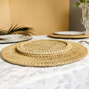 Handmade Rattan <b>Charger</b> Wholesale Eco Friendly Lightweight Decorative Durable <b>Plates</b> Perfect for Hotels and Dining Decor - Product Image 3