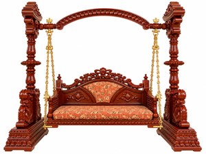 Jhula en bois de style Maharaja de luxe pour la décoration du salon, style Rajwadi exclusif, balançoire en teck sculptée à la main pour maisons de luxe aux États-Unis - Product Image 2
