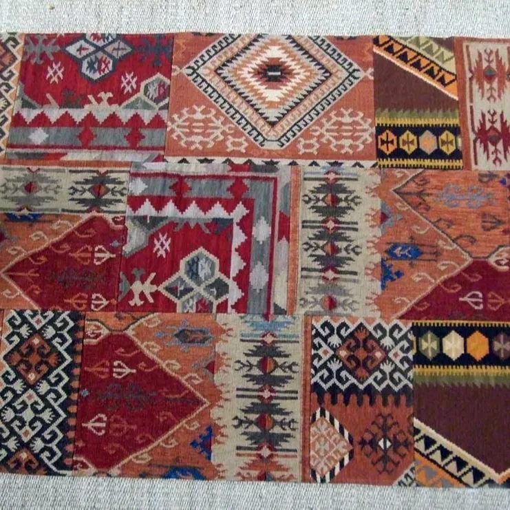 Tappeto kilim con toppa in lana intrecciata a mano di vendita calda per soggiorno, camera da letto, camera degli ospiti, tappeto di design a prezzo di fabbrica