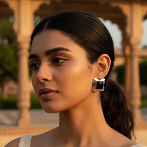Boucles d'oreilles pendantes en argent 925 avec onyx pour femmes, bijoux de mode pour tous les jours - Product Image 3