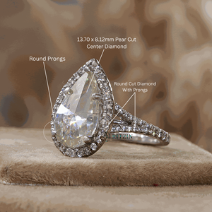 4 CT de pera blanca y diamante de corte redondo solitario con estilo de acento Juego de puntas anillo de bodas - Product Image 3