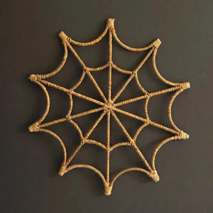 Decoración de pared de tela de araña de jacinto hecha a mano para decoración espeluznante de Halloween, con material de mimbre natural de Vietnam - Product Image 4