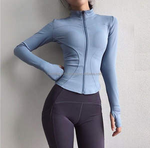 <b>Women's</b> Solid Zip-Up Full Sleeve Lightweight Full-Length Spandex/Polyester Sports <b>Jacket</b> - Product Image 5