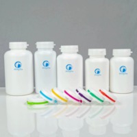 Flacon de 200cc en PEHD pour produits pharmaceutiques, col de 38mm, bouchon à anneau de traction bicolore, conteneur nutraceutique de qualité alimentaire