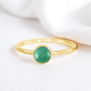 925 Sterling Silver Eternity Vermeil Martelé Bande Fine Jewelry Bulk Wholesale Faceted Green Onyx Gemstone Ring Natural Stone - Product Image 1