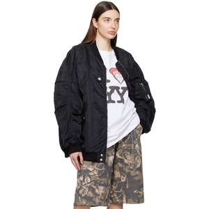 Wholesale Black Bomber <b>Jacket</b> Women Solid Color Quilted Full Sleeve Zipper Closure Turn-down Collar Autumn Wear - Product Image 4