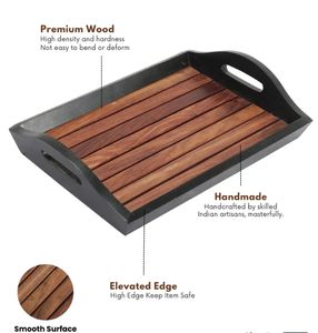 Bandeja de servicio de paneles Sheesham hecha a mano, plato de servicio decorativo para mesa de desayuno, Mostrador de cocina decorativo para comer aperitivos - Product Image 3