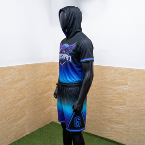Ensemble de maillots d'e-sport personnalisés pour hommes Bossypro Industries, 100% polyester, sublimé, réversible, manches courtes, sweat à capuche, shorts, Dry-Fit - Product Image 3