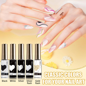 R S Nail 7ml <span class=keywords><strong>Gel</strong></span> Liner Réfléchissant Auto-nivelant pour Ongles, <span class=keywords><strong>Gel</strong></span> UV Doré Argenté Pailleté pour Motifs Rayures <span class=keywords><strong>et</strong></span> French Manucure - Product Image 2