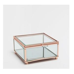 Boîte de rangement pour bagues en métal et verre avec cadre doré, qualité supérieure, forme et taille personnalisées, boîte à bijoux en provenance d'Inde - Product Image 2